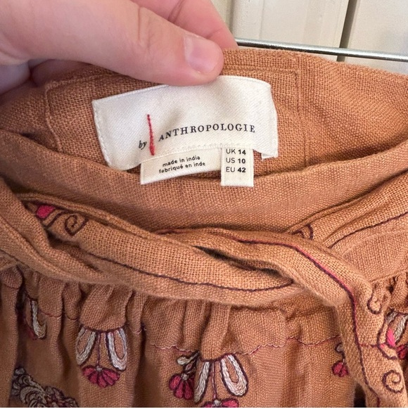Anthropologie Meghan Embroidered Mini Skirt Size 10 Boho Cotton Festival Chic - Picture 7 of 9